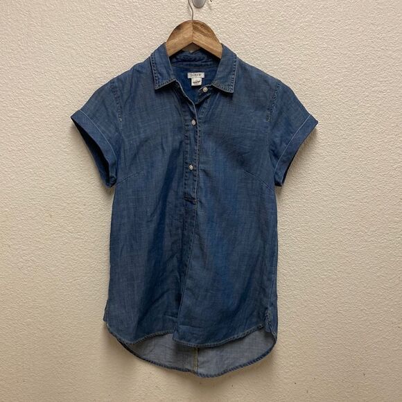 J. Crew Factory Chambray Popover Top XS - Picture 1 of 6